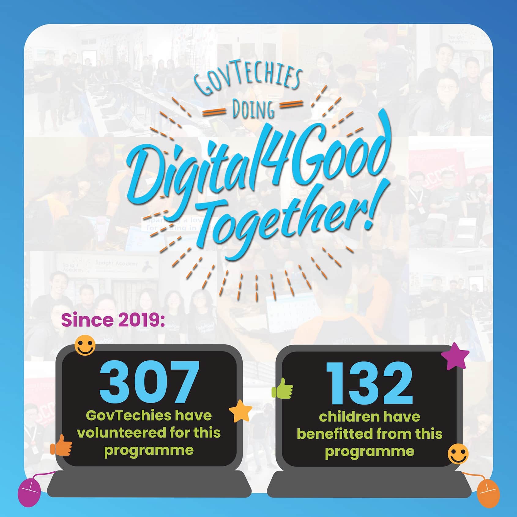 Digital4Good:Since 2019, 307 GovTechies have volunteered and 132 children have benefitted from this